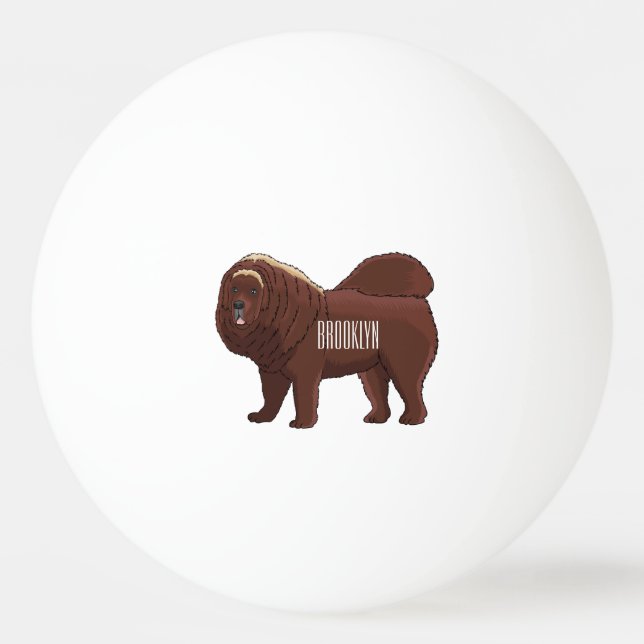 Tibetan Mastiff dog cartoon illustration Ping Pong Ball (Front)