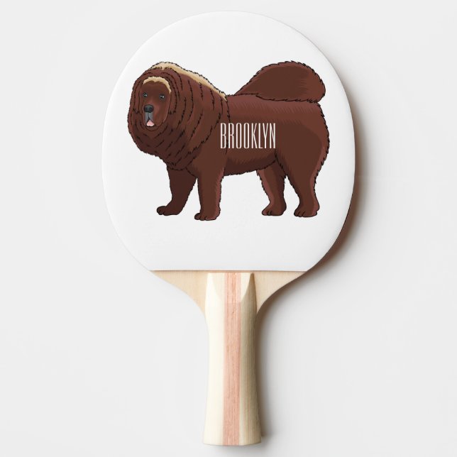 Tibetan Mastiff dog cartoon illustration Ping Pong Paddle (Front)