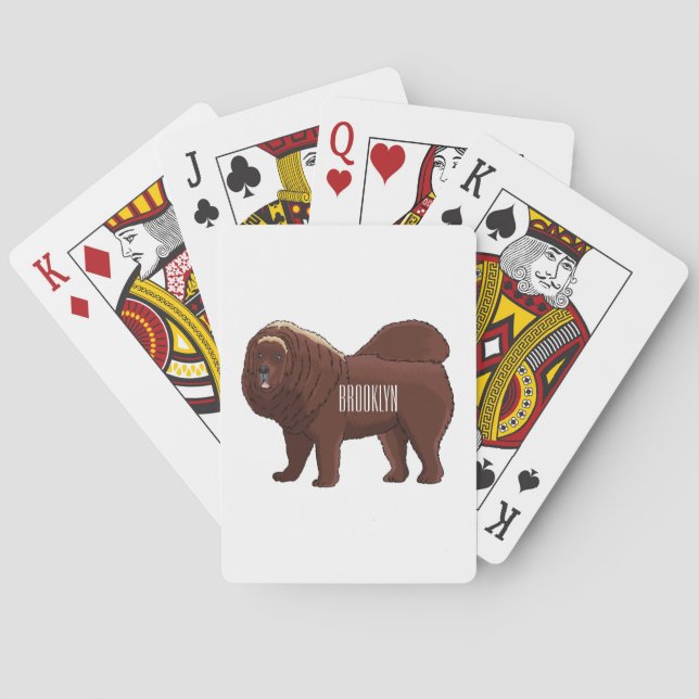 Tibetan Mastiff dog cartoon illustration Playing Cards (Back)