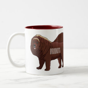 Tibetan Mastiff dog cartoon illustration Two-Tone Coffee Mug