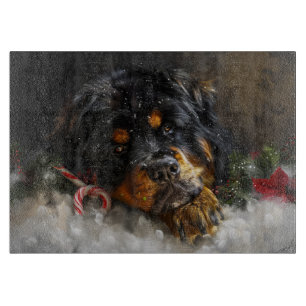 Tibetan Mastiff Dog Christmas Festive Cutting Board