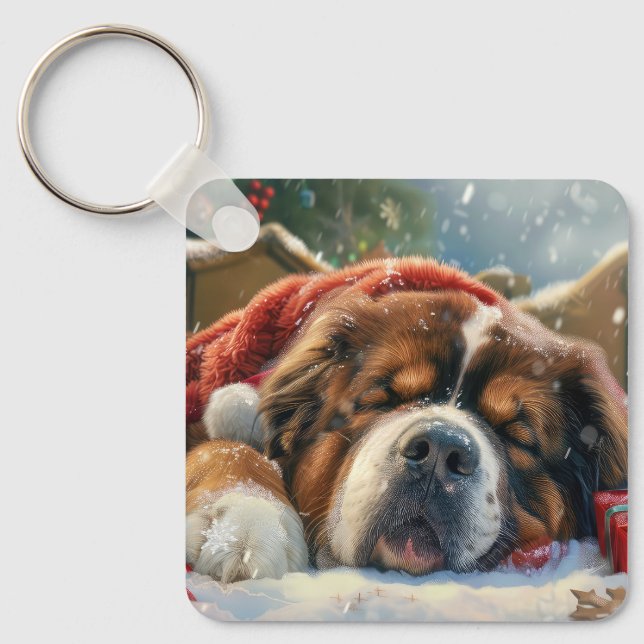 Tibetan Mastiff Dog Christmas Festive  Key Ring (Front)