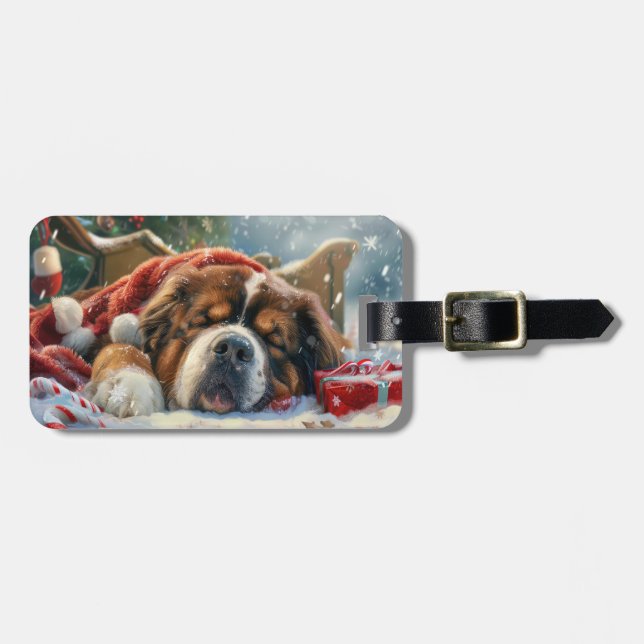 Tibetan Mastiff Dog Christmas Festive  Luggage Tag (Front Horizontal)