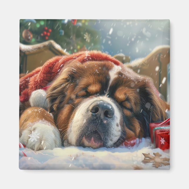 Tibetan Mastiff Dog Christmas Festive  Magnet (Front)
