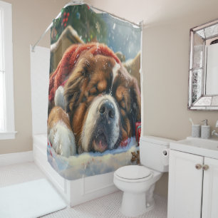 Tibetan Mastiff Dog Christmas Festive  Shower Curtain