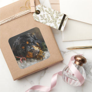 Tibetan Mastiff Dog Christmas Festive  Square Sticker