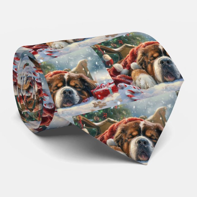 Tibetan Mastiff Dog Christmas Festive  Tie (Rolled)
