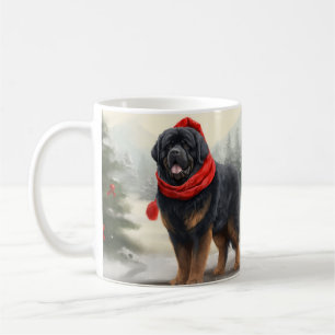 Tibetan Mastiff Dog in Snow Christmas  Coffee Mug