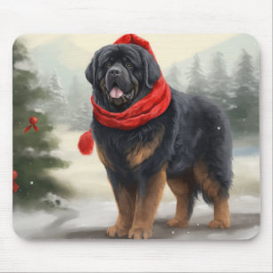 Tibetan Mastiff Dog in Snow Christmas  Mouse Mat