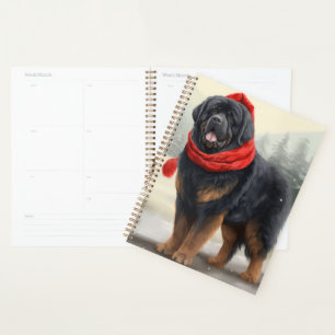 Tibetan Mastiff Dog in Snow Christmas  Planner