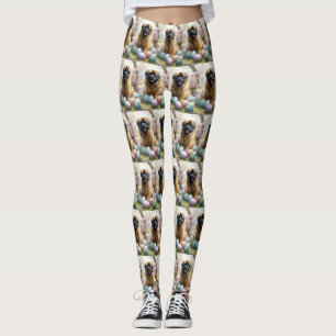 Tibetan Mastiff Dog with Easter Eggs Holiday Leggings