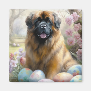 Tibetan Mastiff Dog with Easter Eggs Holiday Magnet
