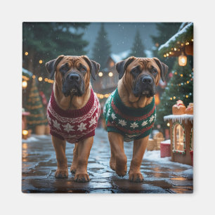 Tibetan Mastiff Dogs Christmas Snow Holiday Magnet