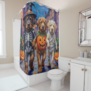 Tibetan Mastiff Dogs In Halloween Costumes Shower Curtain