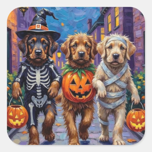 Tibetan Mastiff  Dogs In Halloween Costumes Square Sticker (Front)