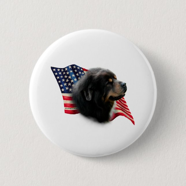 Tibetan Mastiff Flag 6 Cm Round Badge (Front)