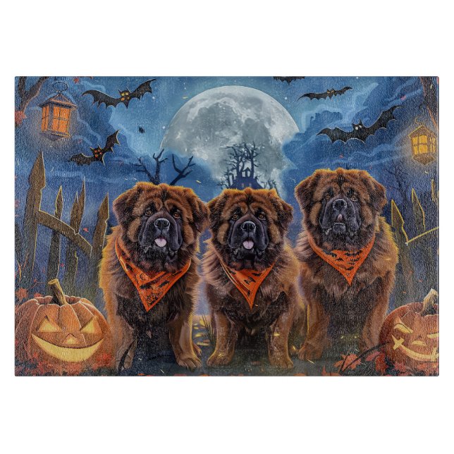 Tibetan Mastiff Halloween Spooky Cutting Board (Front)