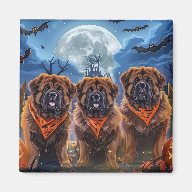 Tibetan Mastiff Halloween Spooky Magnet (Front)