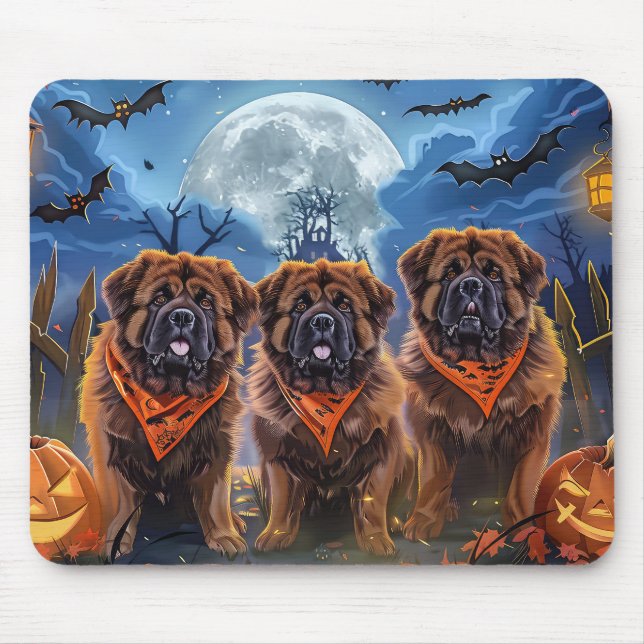 Tibetan Mastiff Halloween Spooky Mouse Mat (Front)