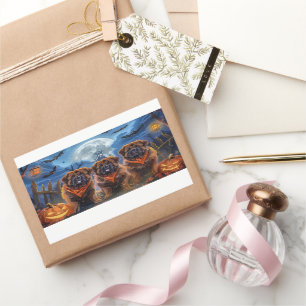 Tibetan Mastiff Halloween Spooky Rectangular Sticker