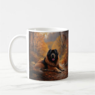 Tibetan Mastiff in Autumn Leaves Fall Inspire Coffee Mug