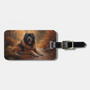 Tibetan Mastiff in Autumn Leaves Fall Inspire Luggage Tag