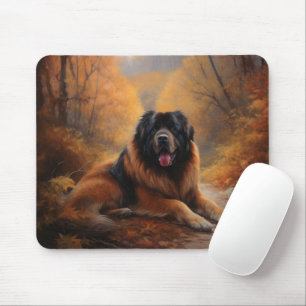 Tibetan Mastiff in Autumn Leaves Fall Inspire Mouse Mat