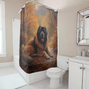 Tibetan Mastiff in Autumn Leaves Fall Inspire Shower Curtain