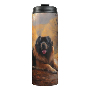 Tibetan Mastiff in Autumn Leaves Fall Inspire Thermal Tumbler