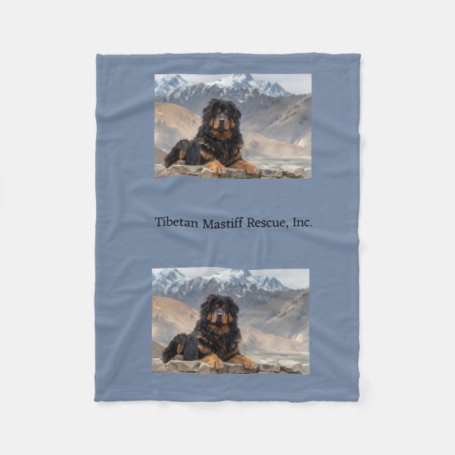Tibetan Mastiff in Mountains Fleece Blanket (Front)