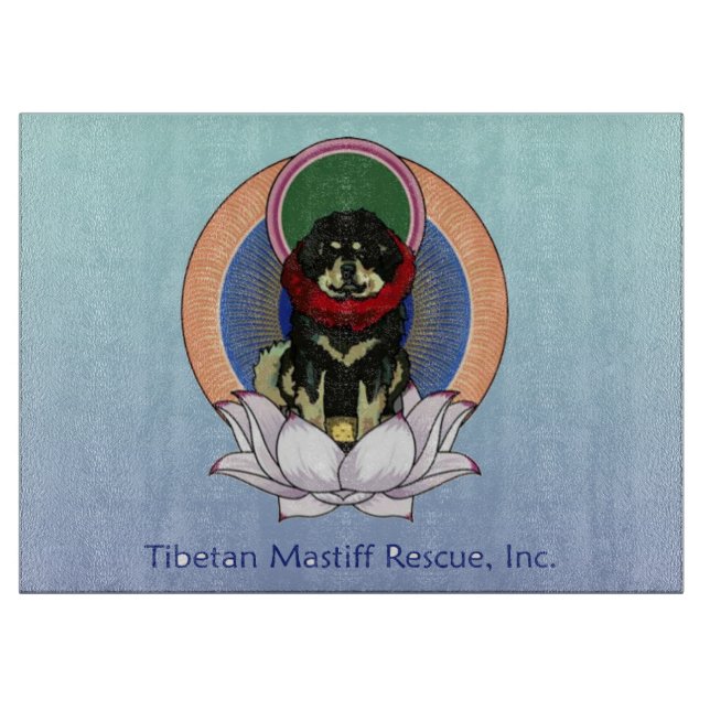 Tibetan Mastiff Lotus Flower Logo Cutting Board (Front)