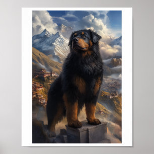 Tibetan Mastiff Mountain View Sticker Poster