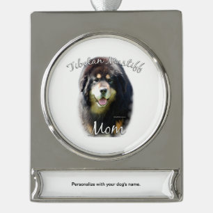 Tibetan Mastiff Mum 2 Silver Plated Banner Ornament