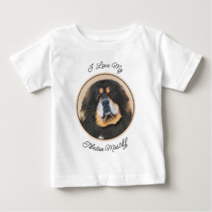 Tibetan Mastiff Painting - Cute Original Dog Art Baby T-Shirt