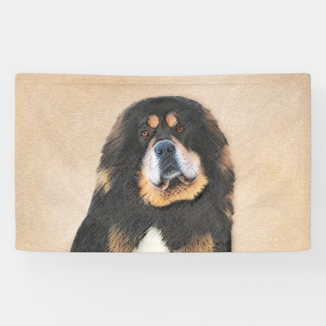 Tibetan Mastiff Painting - Cute Original Dog Art Banner (Horizontal)