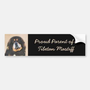 Tibetan Mastiff Painting - Cute Original Dog Art Bumper Sticker