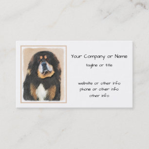 Tibetan Mastiff Painting - Cute Original Dog Art Business Card