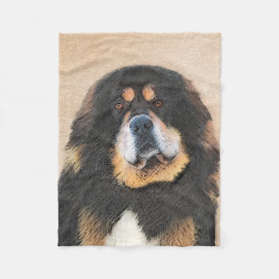 Tibetan Mastiff Painting - Cute Original Dog Art Fleece Blanket