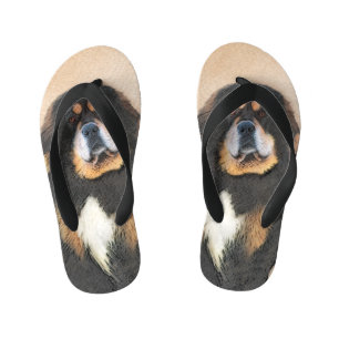 Tibetan Mastiff Painting - Cute Original Dog Art Kid's Flip Flops
