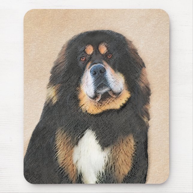 Tibetan Mastiff Painting - Cute Original Dog Art Mouse Mat (Front)