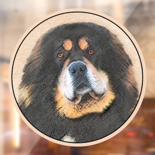 Tibetan Mastiff Painting - Cute Original Dog Art Window Cling