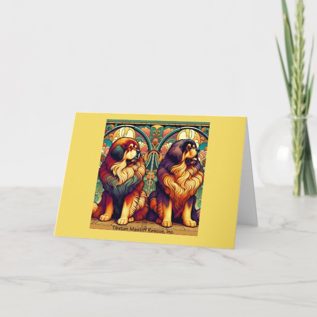 Tibetan Mastiff Pair (Colourful) Blank Card (Front)