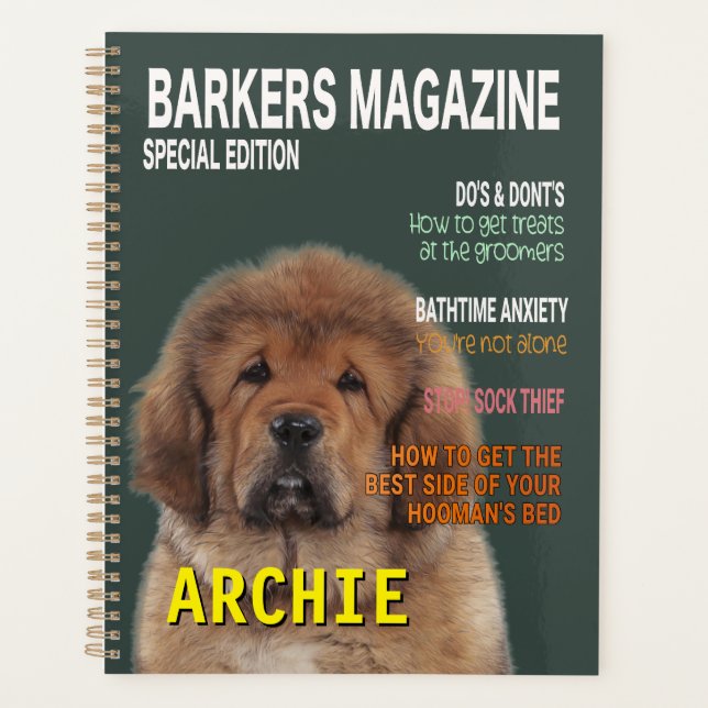 Tibetan Mastiff Parody Magazine Cover Planner (Front)