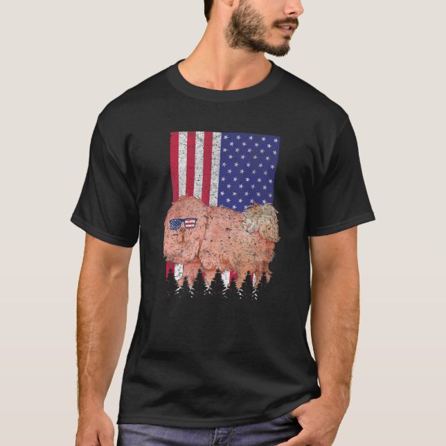 Tibetan Mastiff Patriotic Dog USA Pride American F T-Shirt (Front)