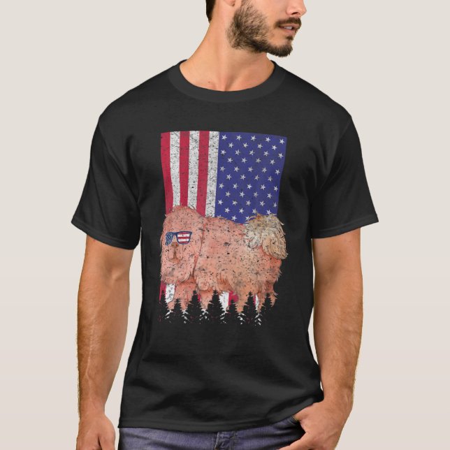 Tibetan Mastiff Patriotic Dog USA Pride American F T-Shirt (Front)