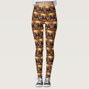 Tibetan Mastiff Puppy Autumn Delight Pumpkin  Leggings