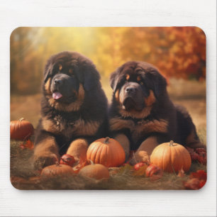 Tibetan Mastiff Puppy Autumn Delight Pumpkin  Mouse Mat