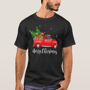 Tibetan Mastiff Red Truck Christmas Tree Xmas Dog T-Shirt