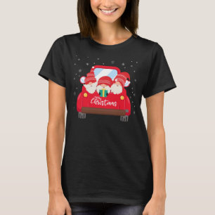 Tibetan Mastiff Riding Red Truck Merry Christmas X T-Shirt
