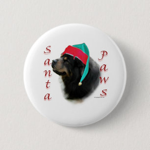 Tibetan Mastiff Santa Paws 6 Cm Round Badge